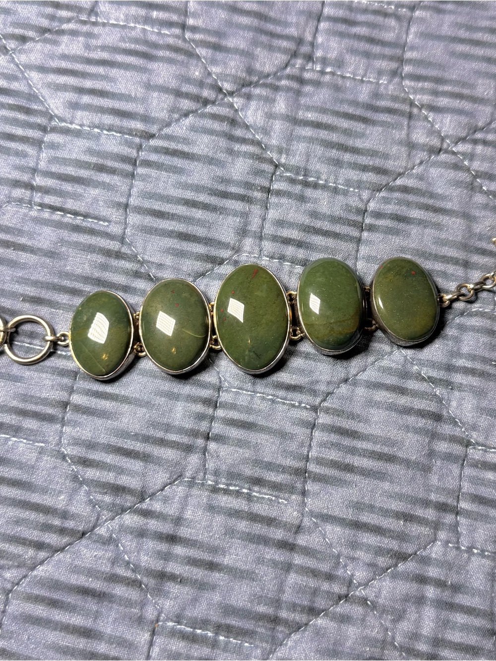Vtg Silver and Green Bracelet